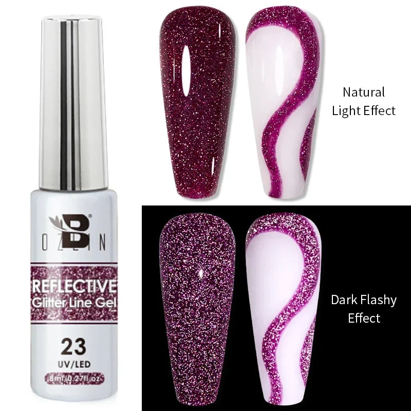 Blushimmer 5ML metallic gel polish in gold and silver, featuring chrome mirror finish and French UV LED semi-permanent nail gel.