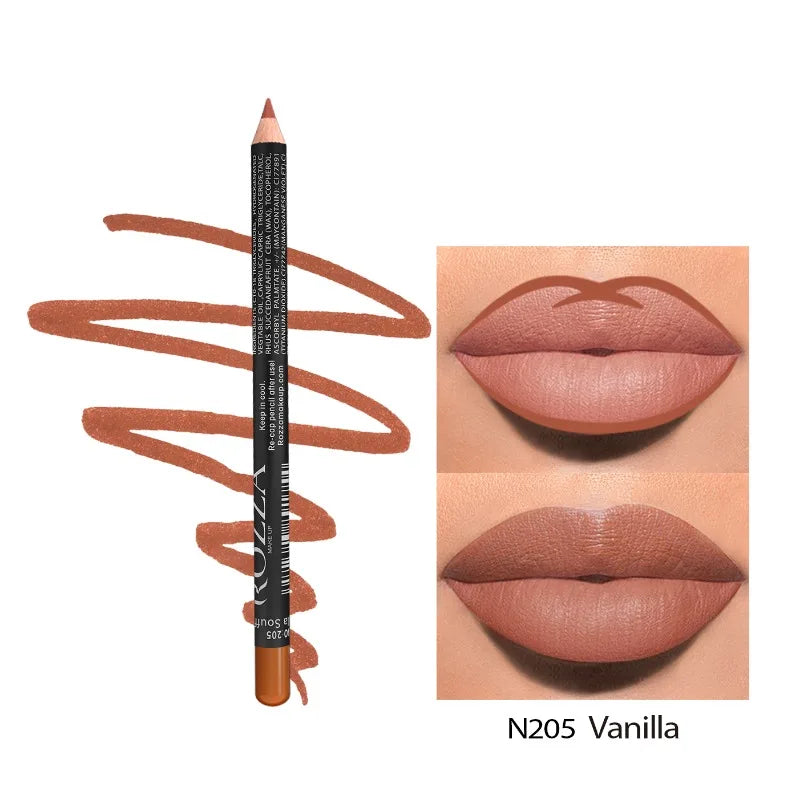 Blushimmer nude matte lipstick pencil with 14 colors, waterproof, long-lasting, high pigmented lip liner for precise lip makeup.