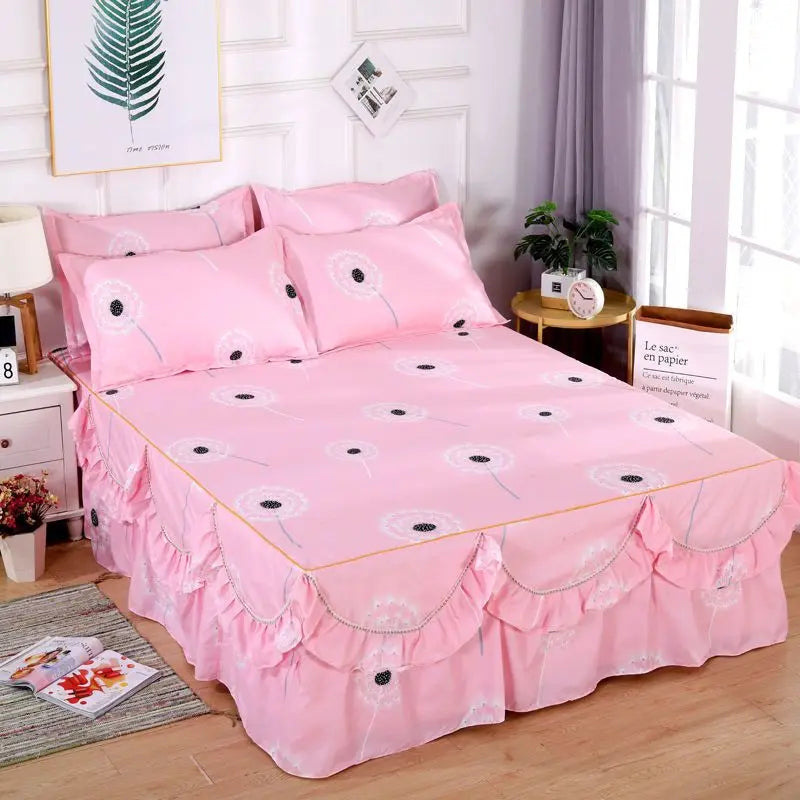 Bed Sheet 3pcs with Pillowcase Household Fashion Washable Skin-friendly Soft Bedding Luxury Bedroom Students Adults Bedspread