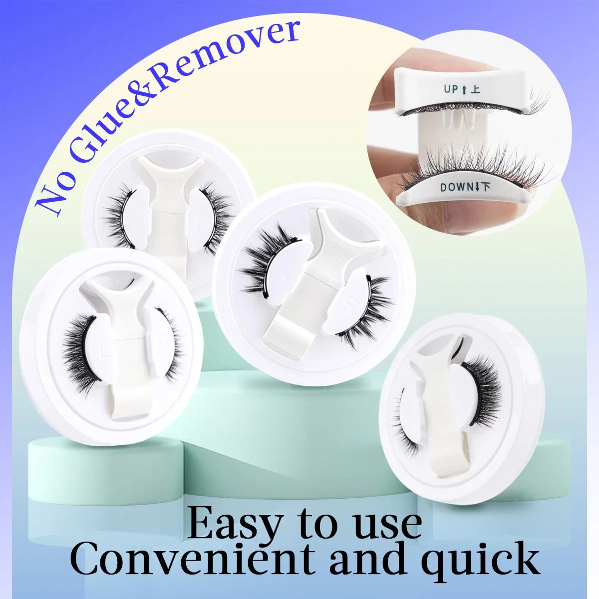 Pair of Blushimmer magnetic faux mink eyelashes with magnetic tweezers, handmade, fluffy, natural-looking false eyelashes for makeup.