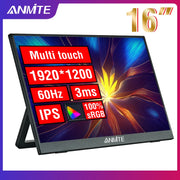 Anmite 16-Inch Portable Touch Monitor Non-touch optional 1200P HDR 16:10 For XBox PS4 / 5 Switch Cell Phone PC Loptop Extension