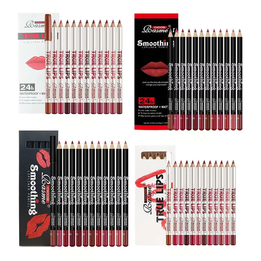 Blushimmer lipstick set with 12 long-lasting lipsticks, professional lip liner pencils, and matte lip gloss for women.