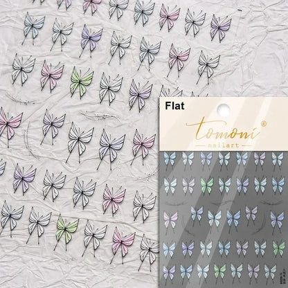 Shiny Jelly Butterfly 5D nail art sticker with rhinestones and insect design, ideal for DIY manicure decorations.