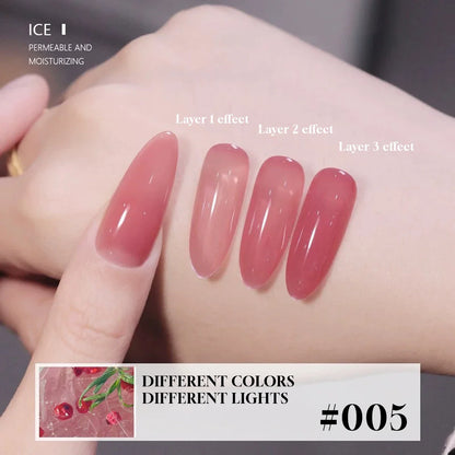 Blushimmer MIANEL Japanese-style fairy gel nail polish in white pink nude and clear shades, perfect for summer pink nails.