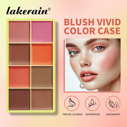 Blushimmer 8-color blusher and highlighter palette with cream blush, waterproof, long-lasting, matte finish for natural makeup looks