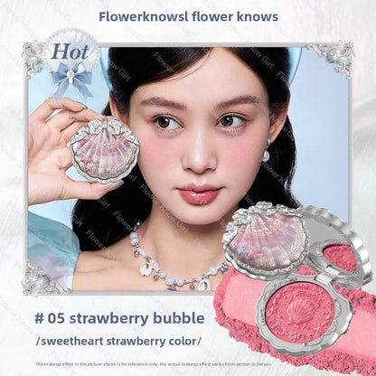 Blushimmer Flower Knows Blusher Butterfly Cloud Collar duo with peach matte finish for dark skin cheeks, featuring blush and rouge boxes.
