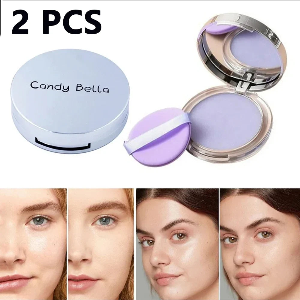 Blushimmer lavender pressed matte powder compact with full coverage face setting powder and oil control for long-lasting makeup.
