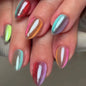 Set of 24 glossy red cat's eye press-on nails by Blushimmer, almond shape, full cover nude color, designed for easy wear.