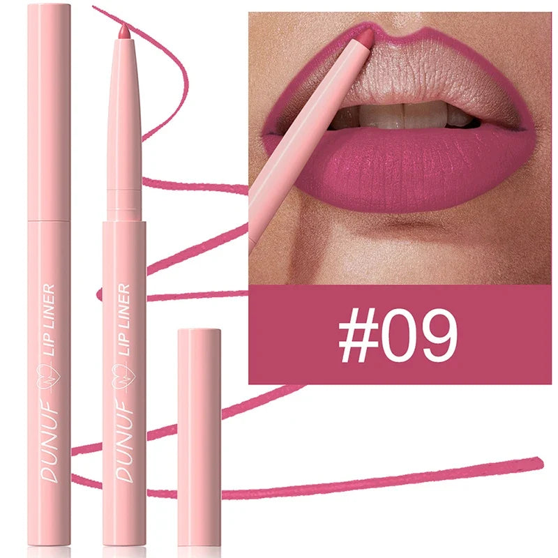 Blushimmer velvet matte lip liner pencil in soft nude and red shades, waterproof and contouring for precise lip definition.