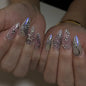 Set of 24 Blushimmer wine red almond press-on nails featuring cartoon rabbit, bowknot, plaid, and pearl designs with French style.