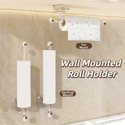 Suction Cup Paper Towel Holder Wall-Mounted Reusable Wall Mounted Roll Holder Space Saving Waterproof No Drilling Tissue Holder