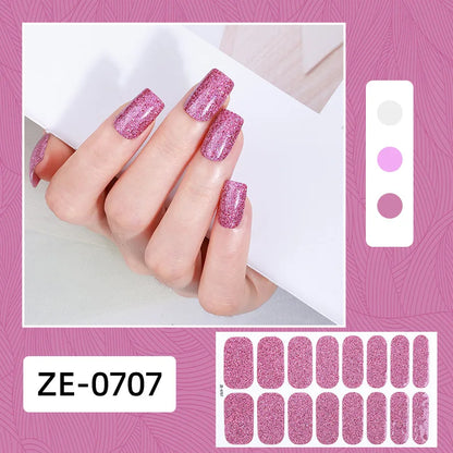 Gradient Cat Eye Style Nail Art Stickers, 16-Piece Set Self-Adhesive Waterproof Glitter False Nail Decals