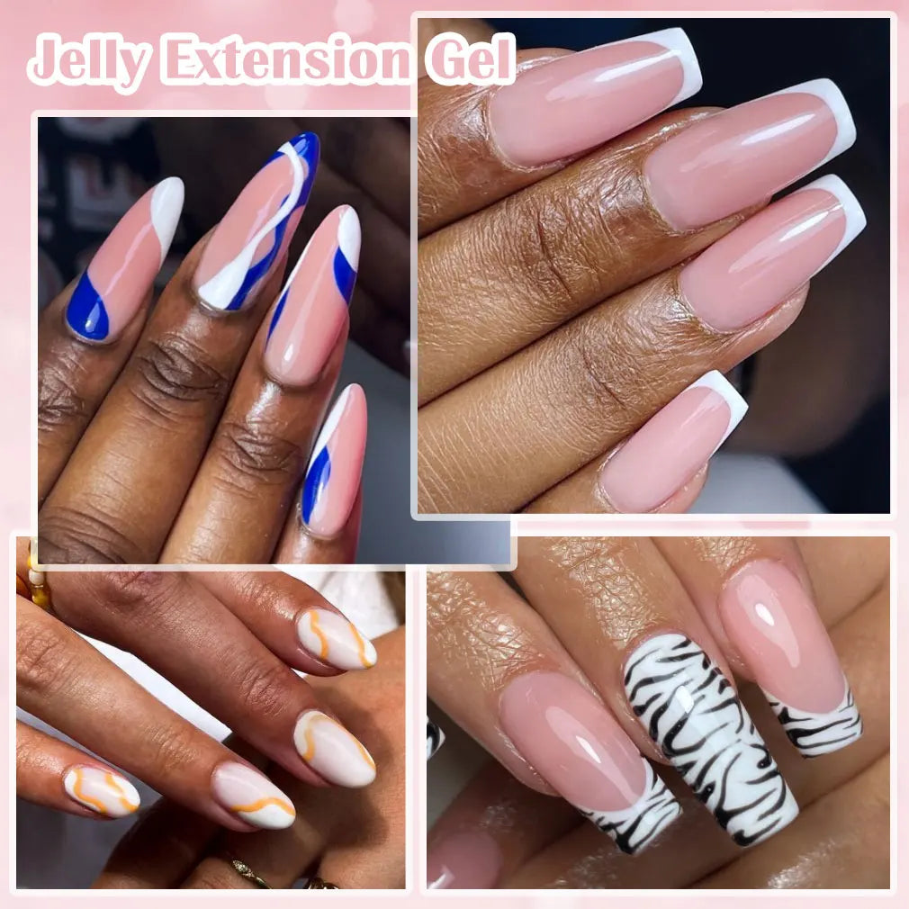 Blushimmer 50ml TPO Free Jelly Nail Extension Gel in clear natural color for French nails, UV soak-off construction gel, image shows gel tube