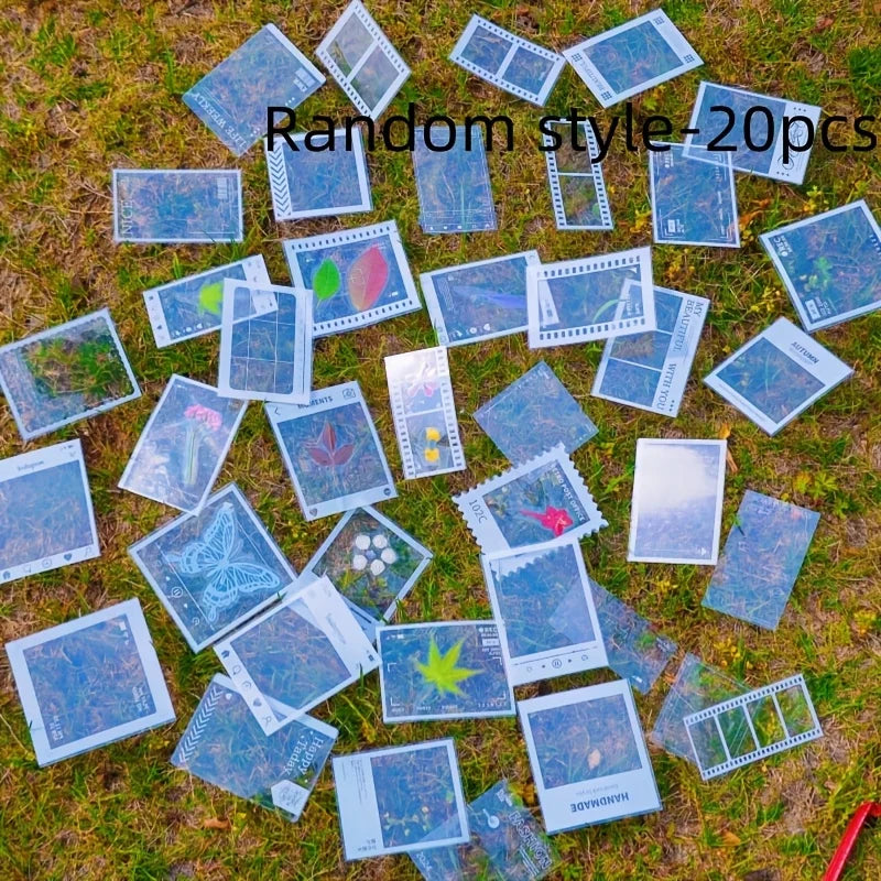 20PCS Transparent Self-adhesive Paper DIY Handicrafts - Suitable for Decorating Scrapbooks and Bookmarks