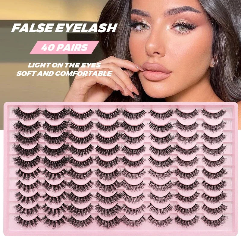 DINGSEN Blushimmer 40 pairs faux mink volume strip eyelashes kit with soft, natural-looking false eyelash extensions.