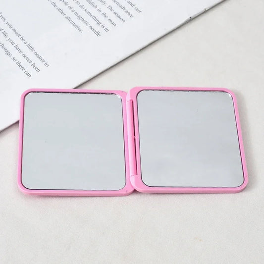 Blushimmer 2-face square portable makeup mirror with cute girl design, double-sided compact mirror in multiple colors