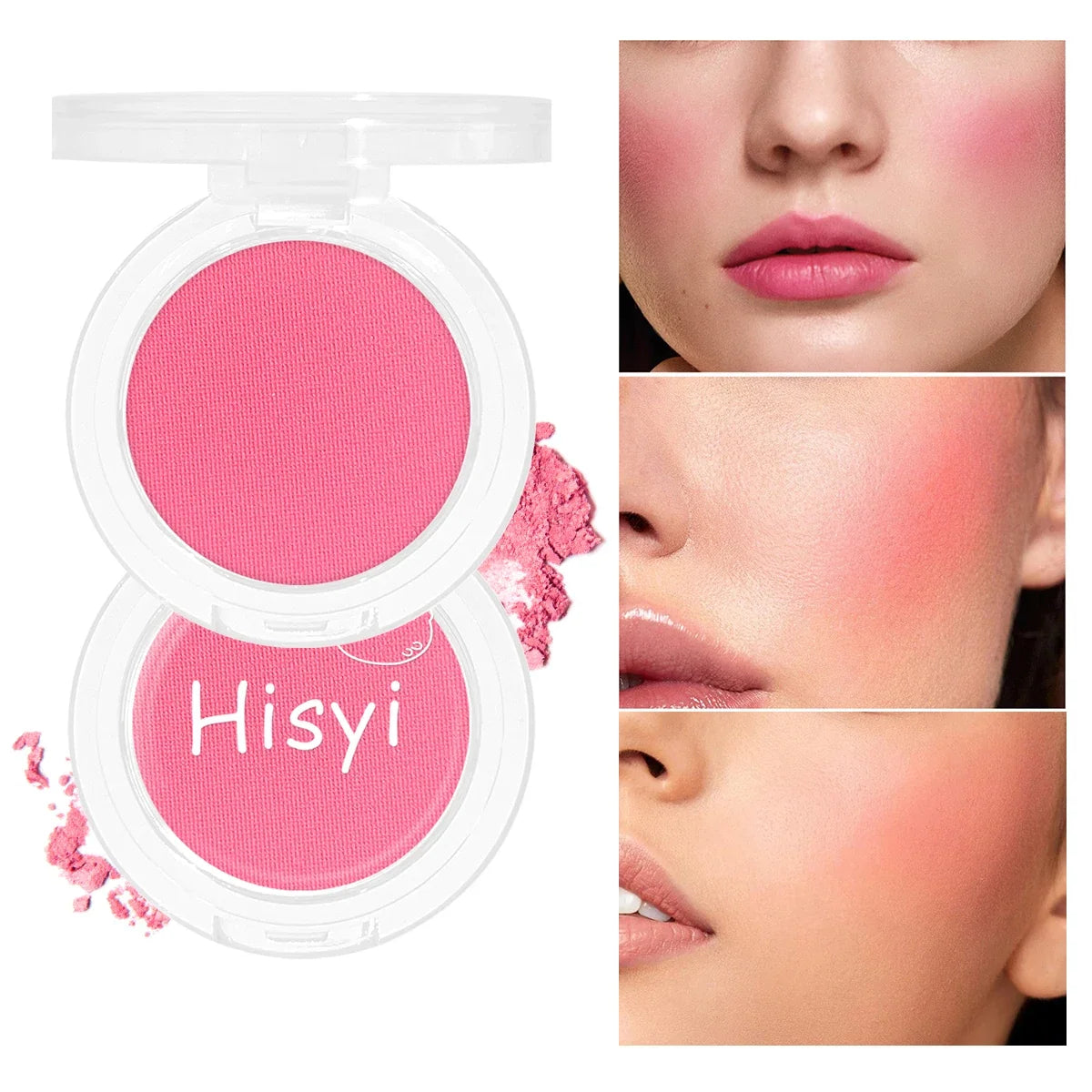 Blushimmer HISYI slightly tipsy matte blush plate with natural color micro flash and fine texture, ideal for subtle makeup looks.