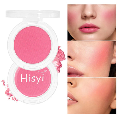 Blushimmer HISYI slightly tipsy matte blush plate with natural color micro flash and fine texture, ideal for subtle makeup looks.