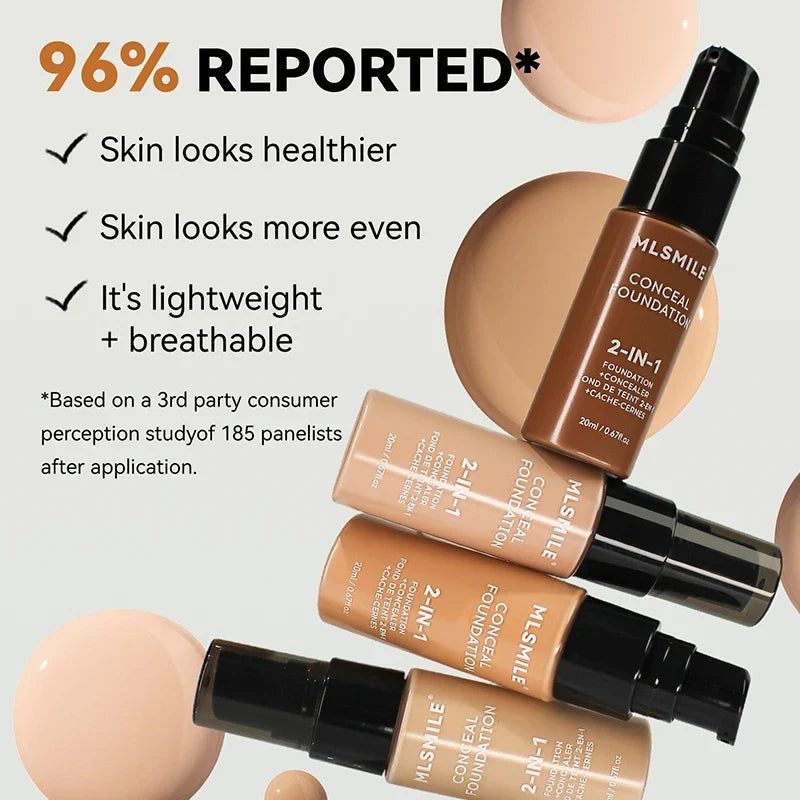 Blushimmer oil-control matte face foundation cream with full coverage liquid concealer, waterproof, long-lasting, professional makeup base
