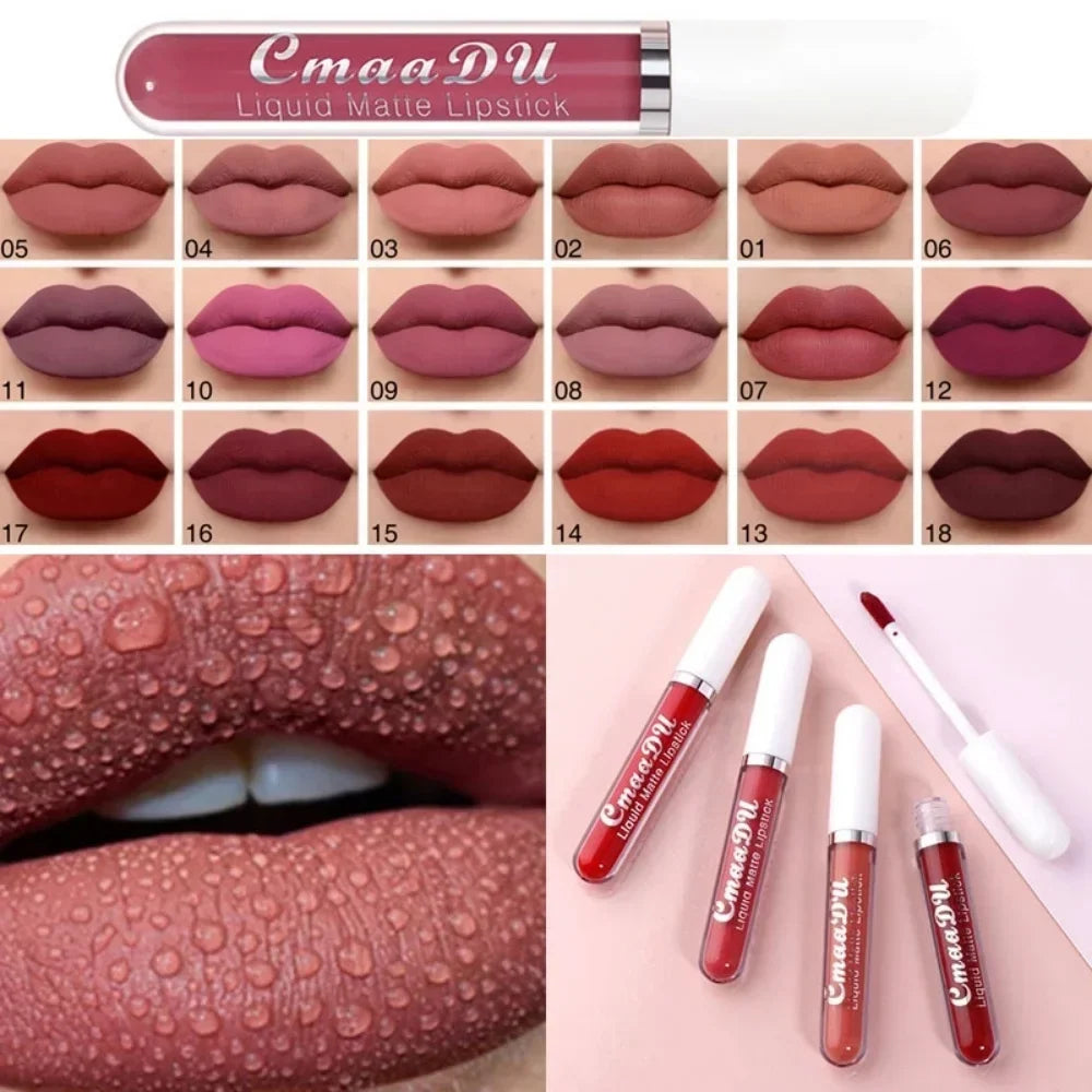Blushimmer long-lasting velvet matte red liquid lipstick with waterproof, nonstick cup applicator, perfect for women’s lip makeup.