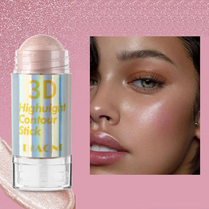 Blushimmer 3D face highlighter stick in six colors, featuring contour, bronzer, shimmer, and concealer for radiant makeup.