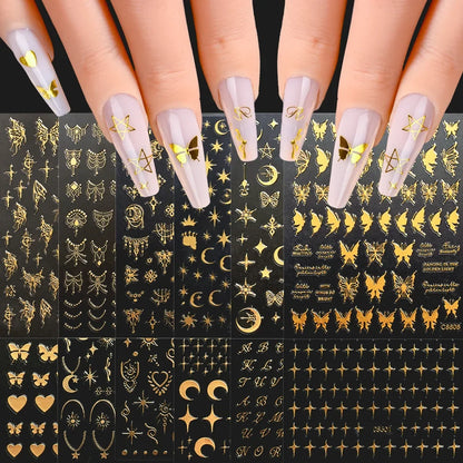 Set of 12 colorful cartoon dog and cat nail art stickers featuring 3D graffiti designs on black backgrounds, self-adhesive and suitable for nails.