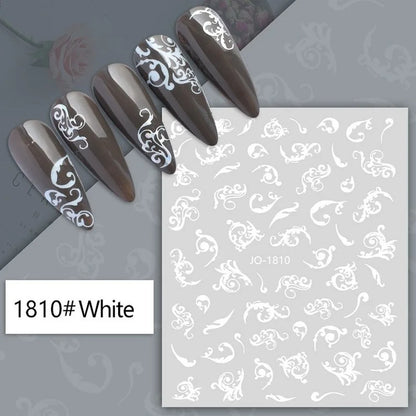 Black and white nail art stickers featuring sexy woman designs for press-on nails and decorative nail wraps by Blushimmer.