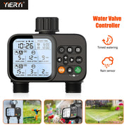 Smart 2-Outlet Irrigation Timer with Backlit LCD Display Rain Sensor for Outdoor Garden Automatic Irrigation Watering System