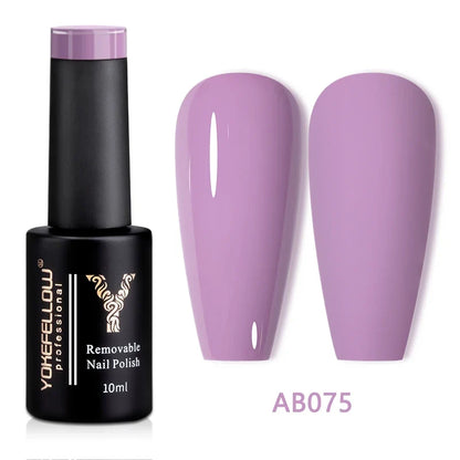 YOKEFELLOW 10ml translucent pink gel nail polish by Blushimmer, showing the glossy, smooth finish in a high-quality UV soak-off gel.