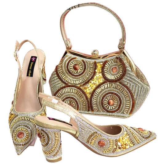 Elegant Italian pointed shoes and matching bag set by EdleessFashion, featuring luxurious design and sophisticated style.