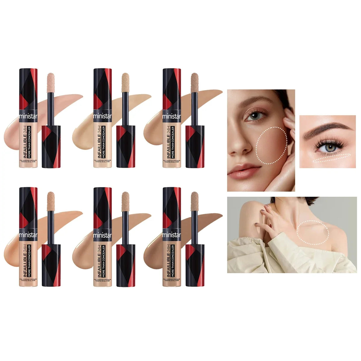 Blushimmer full coverage concealer tube, waterproof and sweat-proof, designed for flawless, stain-resistant skin makeup.