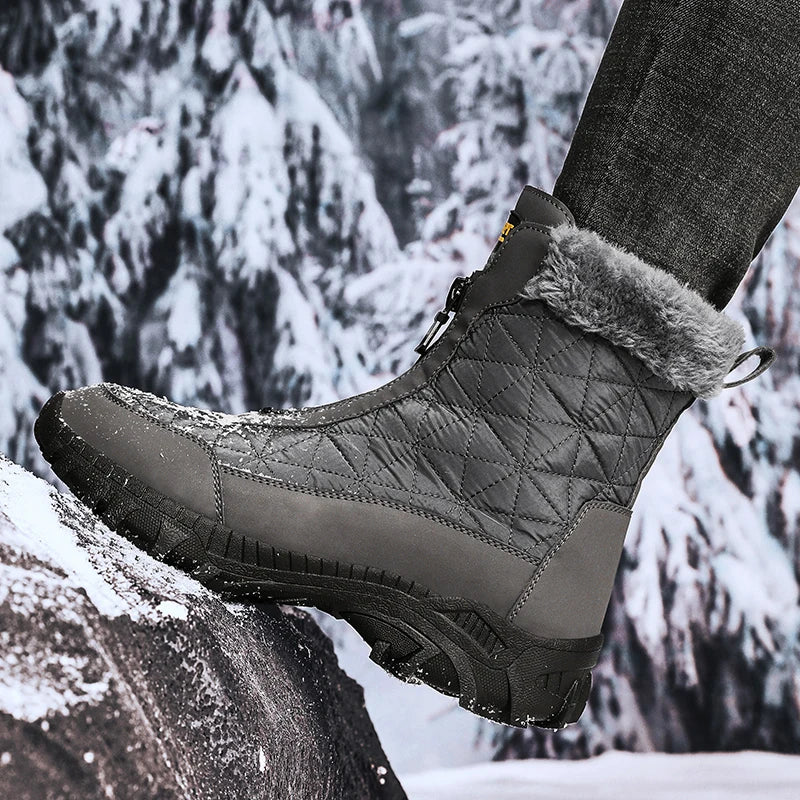 Brand Men's Winter Shoes Waterproof Men's Boots Warm Plush Fashion Snow Boots Outdoor Non-slip Hiking Boots Men Work Ankle Boots