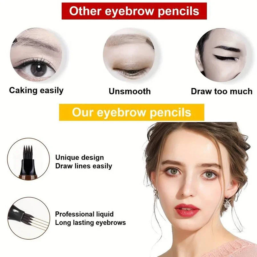 Blushimmer waterproof eyebrow pen with a 4-split head for natural-looking brows, available in 5 shades.