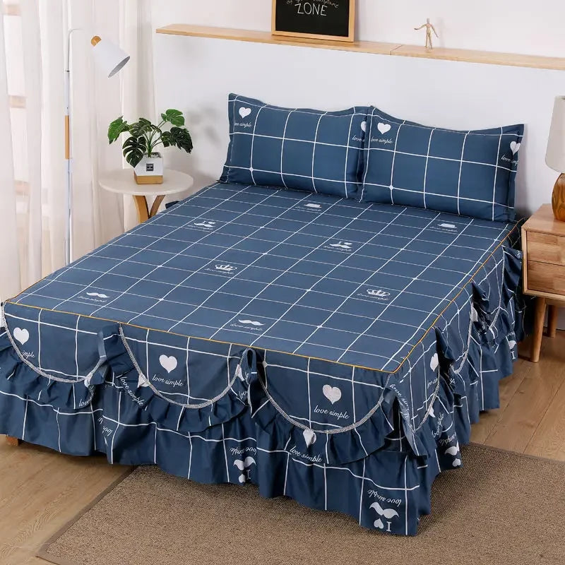 Bed Sheet 3pcs with Pillowcase Household Fashion Washable Skin-friendly Soft Bedding Luxury Bedroom Students Adults Bedspread