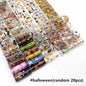 Blushimmer Halloween nail foils with gradient transfer paper, floral and stripe decals for festive Christmas nail art decoration.