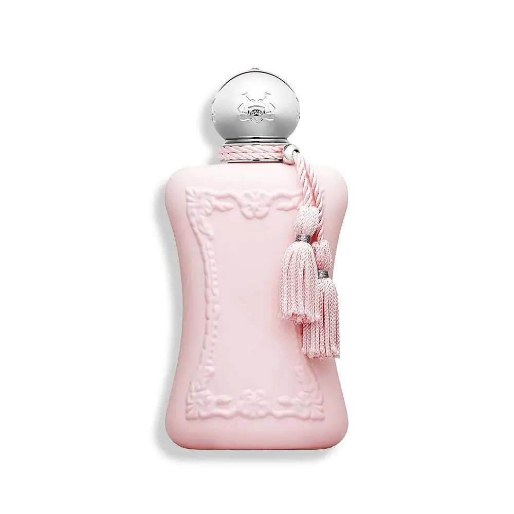 Parfums de Marly Delina Eau de Parfum for women, elegant glass bottle with floral and fruity scent accents.