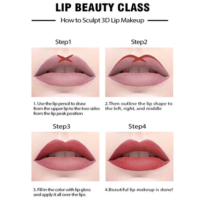 Blushimmer 14-color nude matte lipstick pencil with high pigmentation, waterproof, long-lasting lip liner and lip makeup tool.