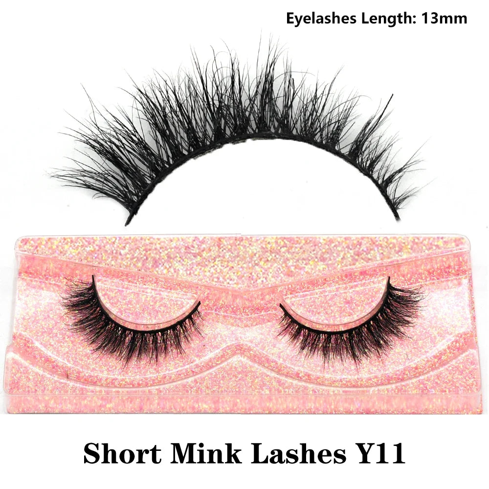 Blushimmer 3D Mink Fluffy Half False Eyelashes with clear band, natural soft lightweight eye strip lashes, reusable short extension