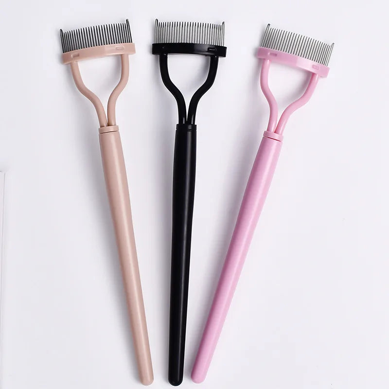 Blushimmer metal eyelash separator with straight teeth, stainless steel eyelash curler and brush for precise mascara application and curl