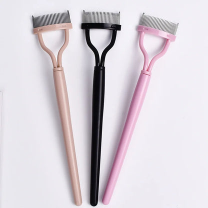 Blushimmer metal eyelash separator with straight teeth, stainless steel eyelash curler and brush for precise mascara application and curl
