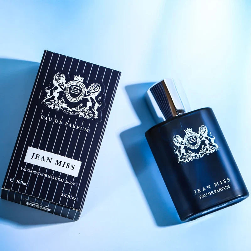 Blushimmer men's perfume spray with Oud Wood and Sandalwood scent, featuring flirtatious pheromones for lasting romance and attraction.
