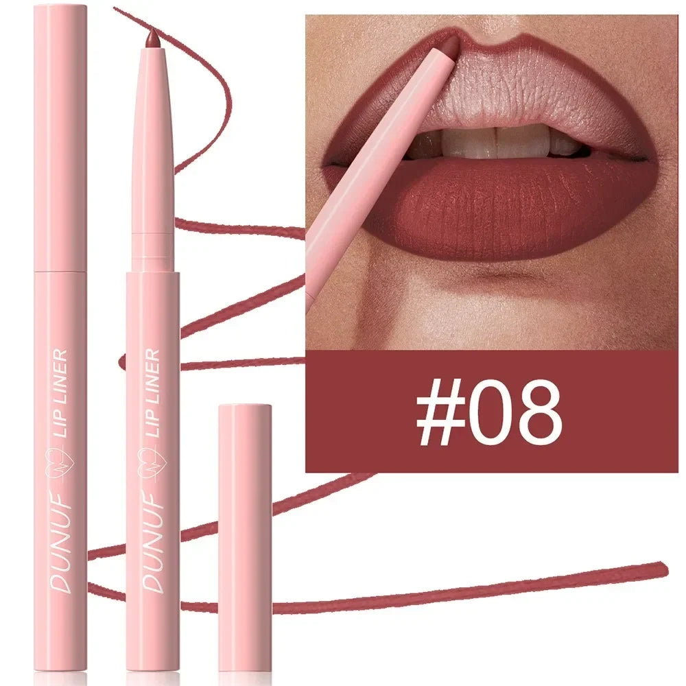 Blushimmer tapered lip liner pencil in natural nude brown with creamy, long-lasting, waterproof, matte finish for precise lip makeup
