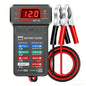 Smart car battery tester by BackupMyFilesNow.com showing a digital display and test buttons for quick vehicle battery diagnosis.