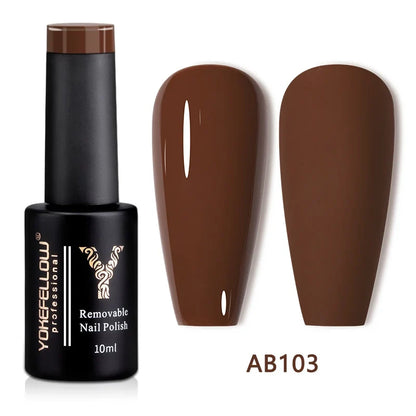 Blushimmer YOKEFELLOW 10ml translucent pink gel nail polish in a jar, showcasing smooth, glossy nail gel for long-lasting manicures.