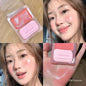 Blushimmer Yuanqi Blush Cream with natural pink color and moisturizing, evenly pigmented girlie pink blush on a makeup palette.