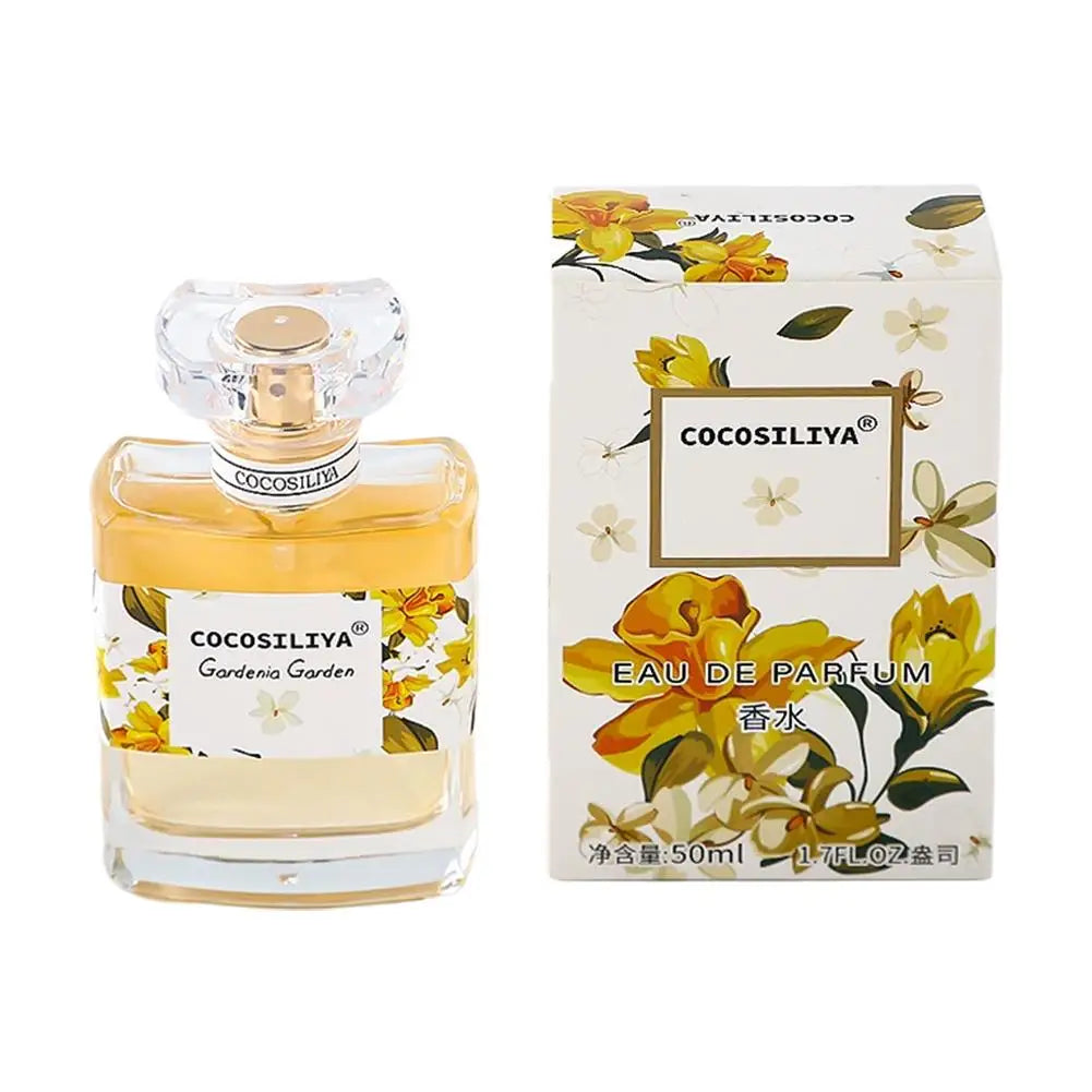 Cocosiliya women's floral perfume by Blushimmer featuring osmanthus, rose, lavender, and gardenia in a light, fresh eau de parfum bottle.