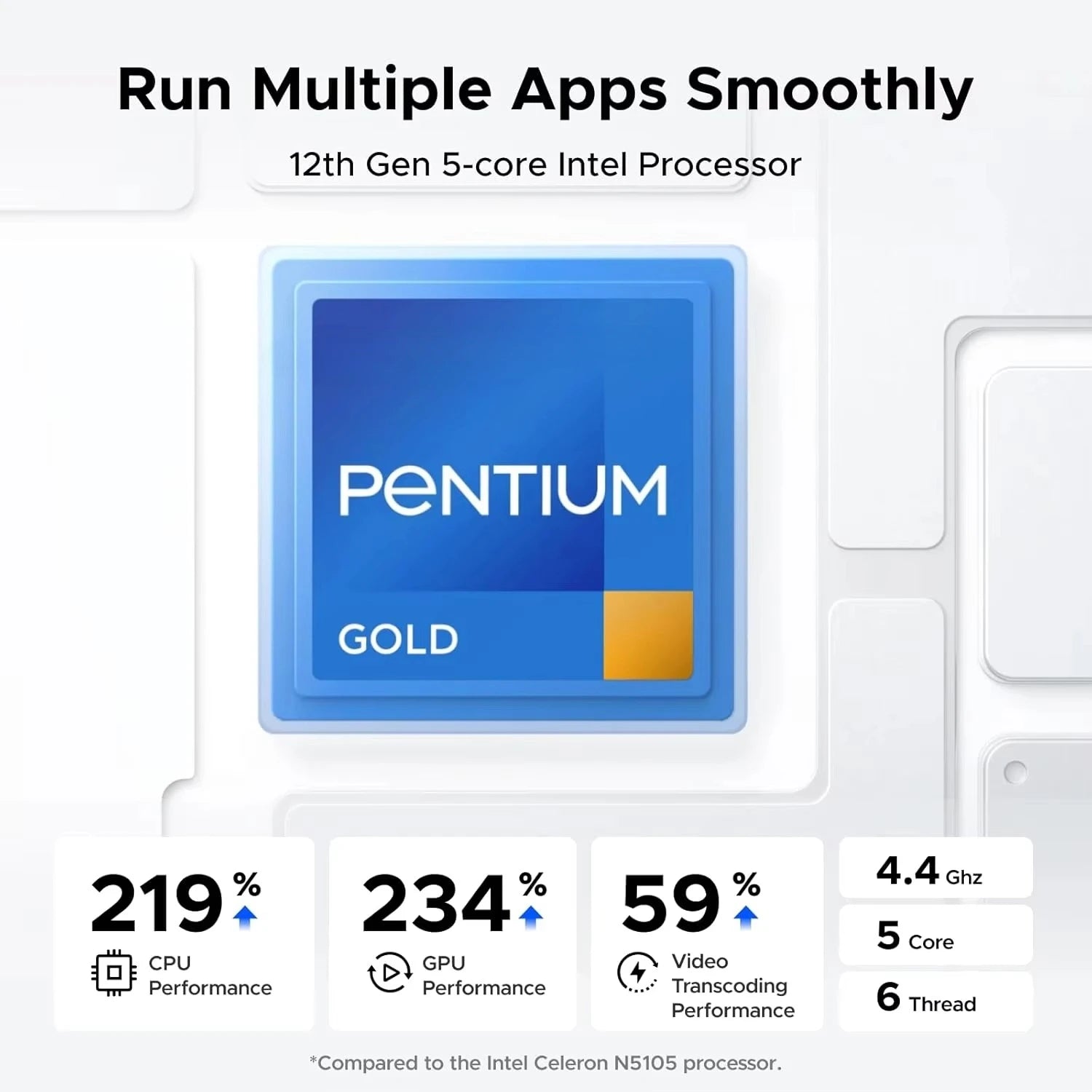 NASync DXP4800 Plus 4 Bay Desktop NAS l Pentium Gold 8505 5 Core CPU 4K 60Hz Network Attached Storage
