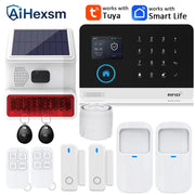 Smart Home Solar powered siren Tuya WIFI GSM Alarm System Wireless Smart Life APP 433MHz Safe Security Gap PIR Motion with Alexa