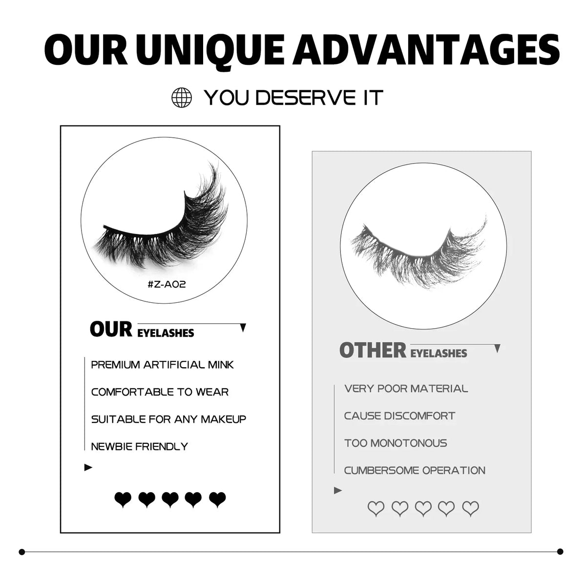 GROINNEYA 3D Mink Lashes Cat Eyelashes Fluffy Wispy Volume Lashes Natural Feathery Effect Lightweight Flexible Band Fake Lashes