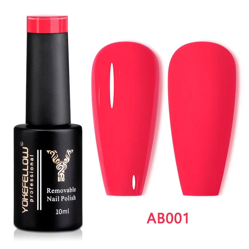 YOKEFELLOW 10ml nude translucent pink gel nail polish by Blushimmer, showcasing smooth, glossy finish and soak-off UV gel varnish